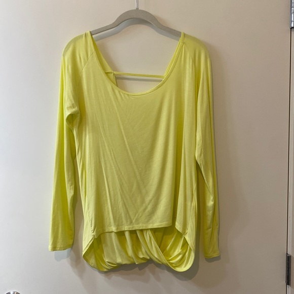 ZYIA Tops - Zyia Yellow Namaste Long Sleeve T Size Small